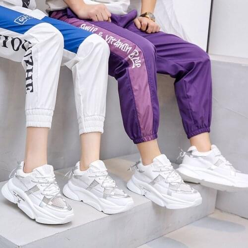 2021 Women Chunky Sneakers Fashion Spring New Platform Shoes Woman Breathable Mesh White Sneakers Lace-up Women Casual Shoes
