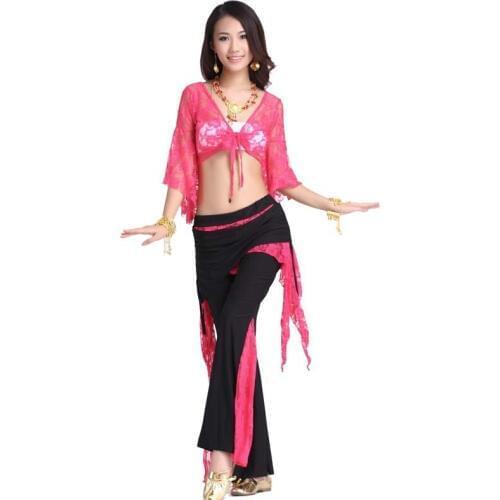 2016 Rayon Hot Sale Rushed Belly Dance Women Wine All Code Bellydance Lace Set Clothes Butterfly Sleeve 08 Boot Cut Dress