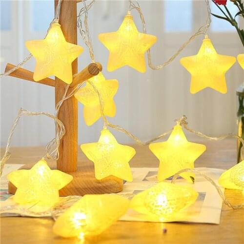 1.5M/3M LED Crack Star Fairy Lamp Christmas Tree String Twinkle Garlands Battery Flash Holiday Party Wedding Indoor Decor Lights