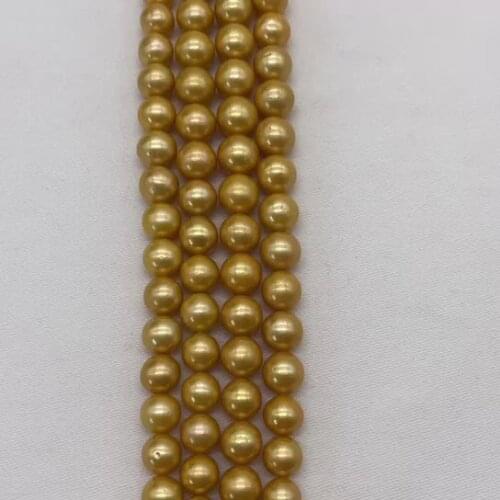 10-13mm 16" gold Near Round Edison Shape Baroque Freshwater Pearl Strands String