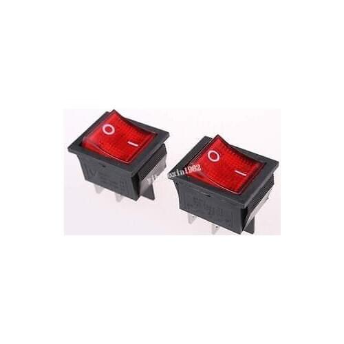 10pcs AC 250V 10A Red Light Illuminated 4 Pin DPST ON/OFF Snap in Boat Rocker