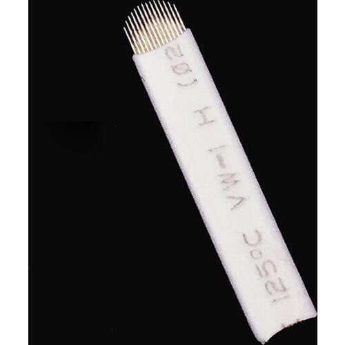 100P 12 14 18 Pin U Shape White Tattoo Needles Permanent Makeup Eyebrow By Free Shipping