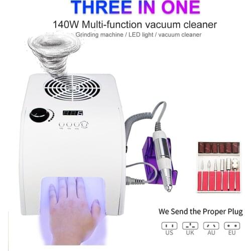 140W Multifunction 3 In1 With 80W VU LED Nail Dryer 30000Rpm Nail Drill Machine And 40W Vacuum Cleaner For Manicure Nail Tool