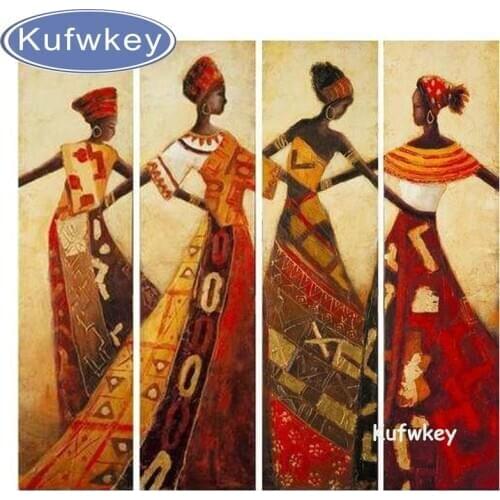 5d Diy Diamond Painting Cross Stitch Kit Full 5D Mosaic Diamond Embroidery Decor African amorous feelings 4pcs home decoration