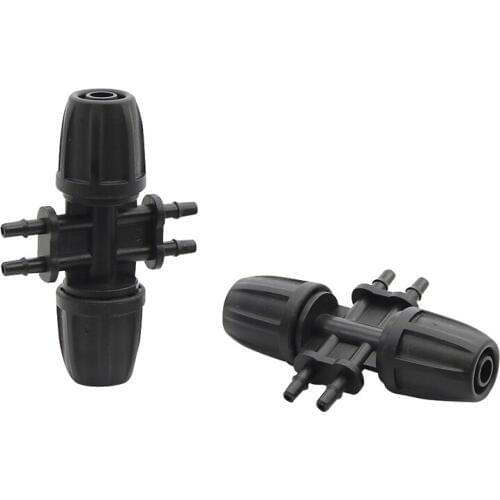 8 / 11mm to 3 / 5mm 6-way Hose connector with Lock Nut agriculture drip irrigation fittings hose quick connector 50 Pcs