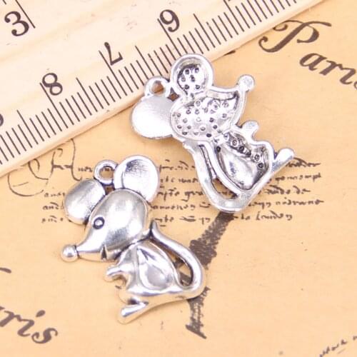 12pcs Charms mouse 24x18mm Antique Pendants,Vintage Tibetan Silver Jewelry,DIY for bracelet necklace