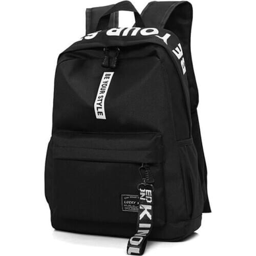 2019 black Women Backpack Female Nylon Teens Men Schoolbag Casual Style Student School Bags for Teenage Girls Back Pack Solid