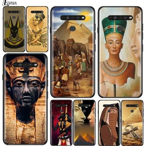 Egypt Nefertiti Anubis Ankh for LG G8 G8S G8X V30 V35 V40 V50 V60 ThinQ Q60 K40 K50 K51 K61 K71 K92 K62 Soft Black Phone Case