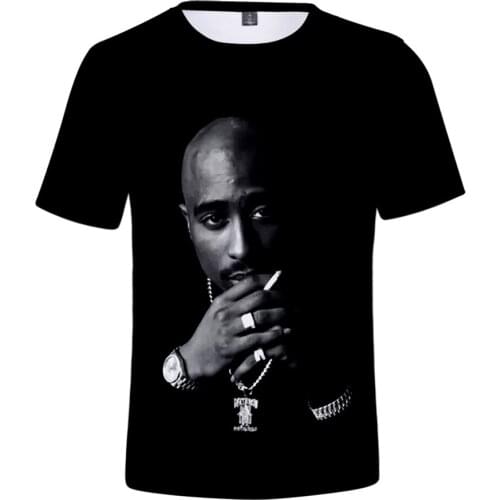 3D Rapper 2PAC Printed T Shirts Men And Women Tupac Casual T-shirt Fashion Hip Hop Cool Idol Summer Short Sleeve Cool Black Tops