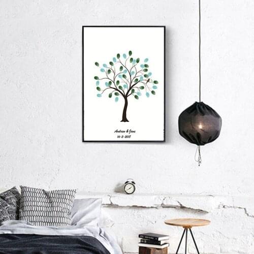 HAOCHU Personalized Fingerprint Canvas Painting Guest Book DIY Tree Plant Wedding Birthday Company Event Party Creative Decor