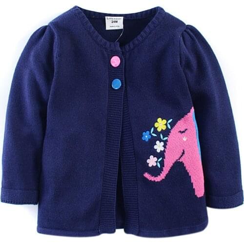 Baby Girls Cardigan Sweater Thin Sweaters For Girls Spring Fall Kids Knit Jacket Applique Embroidery Child Knitted Sweaters 2-8Y