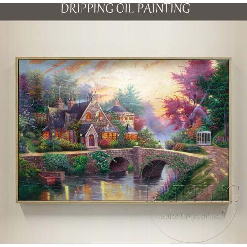 Gifted Artist Hand-painted High Quality Beautiful Thomas Landscape Oil Painting on Canvas Vivid Colors Landscape Oil Painting