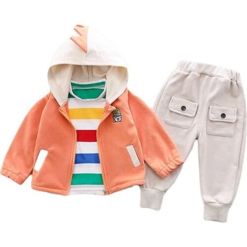 3Pcs Kids Baby Boys Girls Set Clothes Autumn Spring 2021 New Cartoon Cute Coat +Shirt+Pant Casual for Children Baby Suit 0-4Y