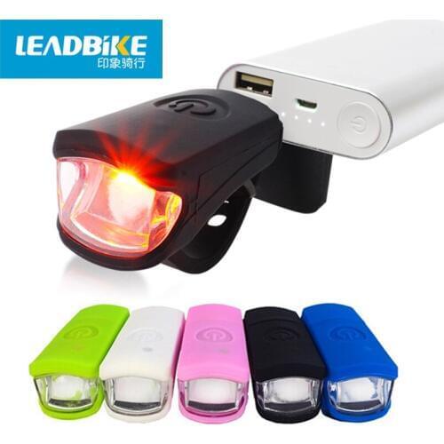 Leadbike USB Rechargeable LED Silicone Bicycle Front Light 3W Super Bright Waterproof MTB Road Bike Headlight Cycling Flash Lamp