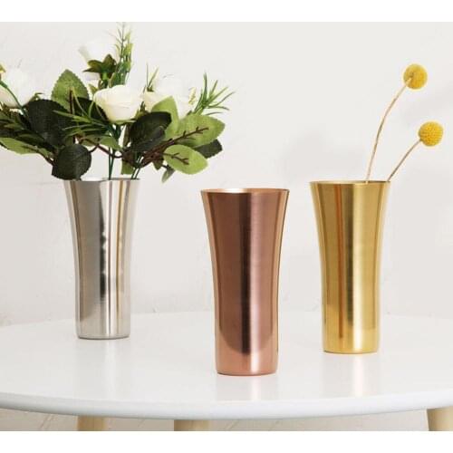 80% Hot Sales Nordic Golden Stainless Steel decorative glasses Water Cup Flower Holder Vase Home Wedding Flowerpot
