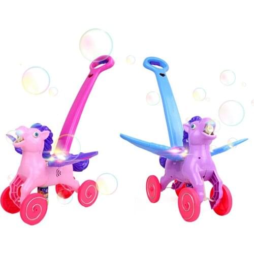 Electronic Bubble Mower Walker Hand Push Bubble Car Bubble Blower Machine With Music Outdoor Game Push Toys For Children Kids