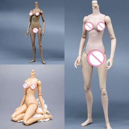 1/6 Scale Fish Sitting Pale Suntan Yellow Skin Female Body Flexible Action Figure Middle Breast Model Fit KUMIK Head In Stock