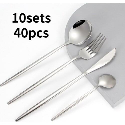Stainless Steel Portuguese Cutlery Set Steak Knife Fork Spoon Dessert Spoon Four-piece Western Tableware Set