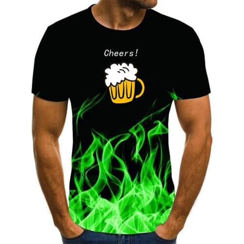 New T-shirt flame pattern t-shirt mens brand pattern T-shirt printing Harajuku funny 3D T-shirt animal T-shirt casual T-shirt