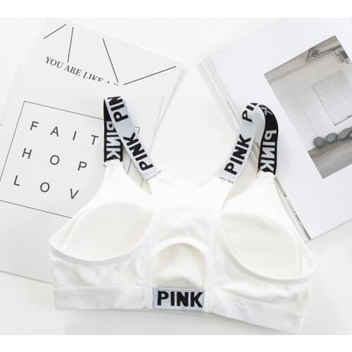 New PINK English Alphabet Tops Women 2018 Summer Tops Comfortable Breathable Shock-proof Vest Gathering Fitness Womens Tank Top