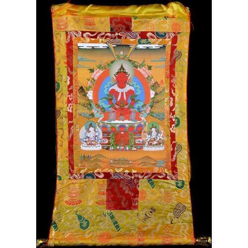 Wholesale Buddhist supplies-85CM Thang-ga Thangka- efficacious Protection Tibetan Buddhism Amitayus Buddha painting