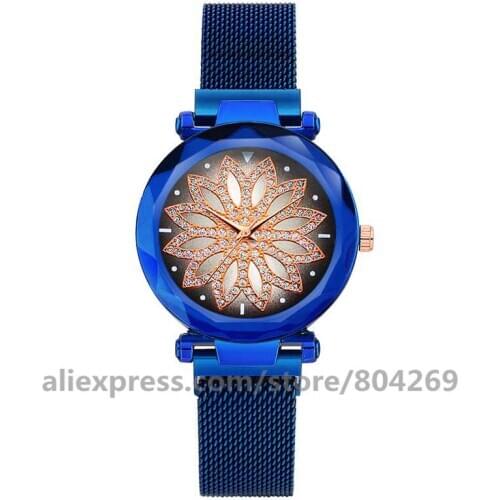 Wholesale Womens Quartz Watch Alloy Top Luxury Alloy Fashion Watches Magnetic Band Watch Hot Sale Women Flower Watches