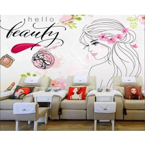Custom large wallpaper 3d European and American fashion brick wall cosmetic background wall beauty salon nail shop decoration