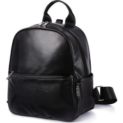 Toddler Baby Harness Backpack Black Smooth Leather Large Capacity Kindergarten Bag Anti-lost Travel Backpack for Boy