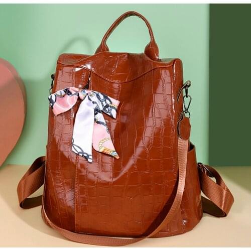 2021 Fashion Women Anti-Theft Backpack Vintage Leather Backpacks for Teenager Girls Preppy School Bagpack Female Travel Bags