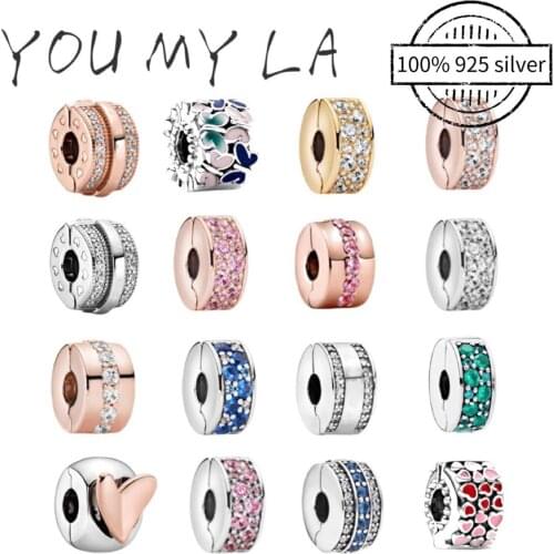 S925 Beads Sparkling Shining Path Starry Formation Insignia Lines & logo Clip Charm Sterling Silver Beads Fit Bracelet Jewelry