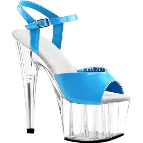 15cm high-heeled sandals, pole dancing model catwalk heels, crystal soles, dance shoes