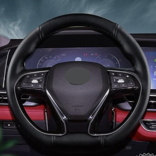 DIY Black Faux Leather Car Steering Wheel Cover For Changan CS75PLUS CS55 CS35 CS15 CS85 Yidong Ruicheng CC Hand-Stitched