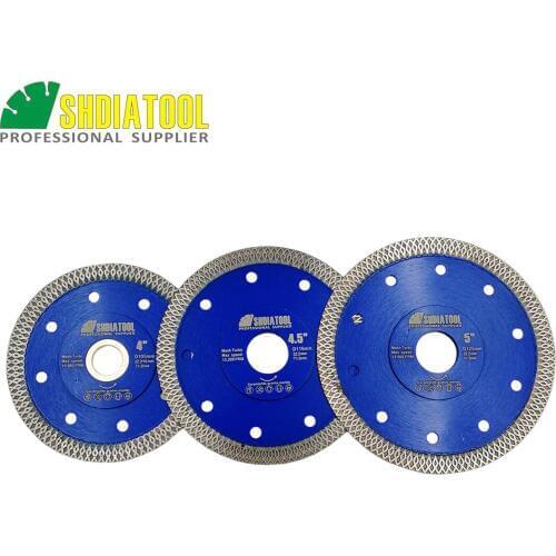 SHDIATOOL 5pcs 4"/105MM 4.5"/115MM 5"/125MM X Mesh Turbo Diamond Saw blade Cutting Disc for Marble Ceramic Porcelain Tile