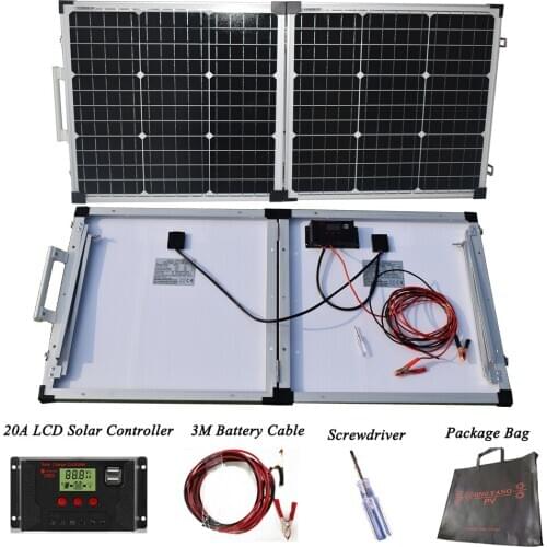Foldable Solar Panel (2pcs 50w)=100W 12V With 12V/24V Solar Controller Portable For Camping/Travel