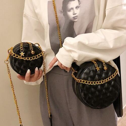 2020 new Circular Shoulder Bag pu rhombus Chain belt Womens Crossbody Messenger Bags Ladies Purse Female Round Handbag cute