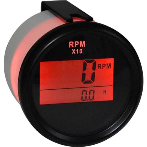 Digital 0-999RPM Tachometer for Boat Car 52mm Gauge Tacho LCD Engine Truck Gauge with Hoursmeter Red Back Tacho Wholesales