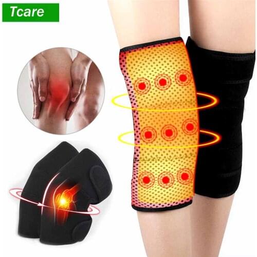 1Pair Tourmaline Self-Heating Knee Leggings Brace Support Magnetic Therapy Knee Pads Adjustable Knee Massager Health Care