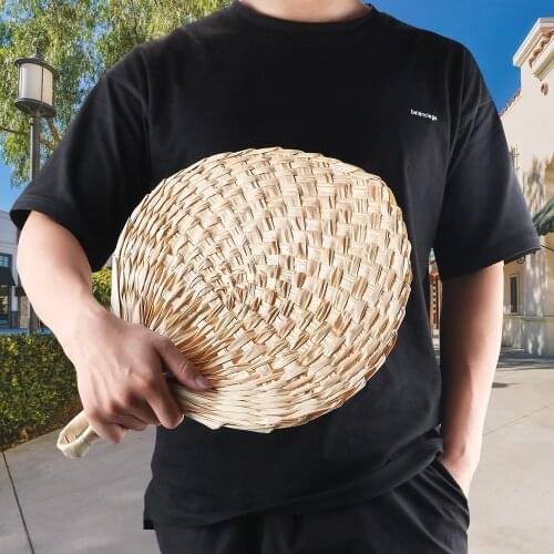 Hand-woven Palm Leaf Hand Fan Chinese Style Handmade Straw Fan Summer Cooling Mosquito Repellent Manual Straw Hand Fans