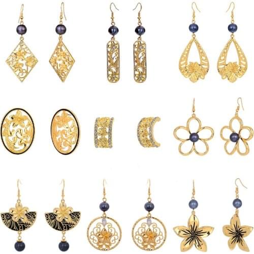 Vintage Plumeria Flower Drop Earrings for Women Samoa Marshall Polynesian Dangle Earring 2021 Brincos Female Fashion Jewelry New