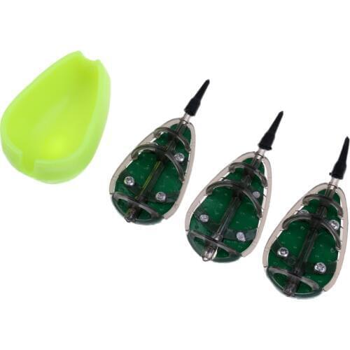 Inline Fishing Method Feeder Set Fishing Bait Cage Flat Quick Release Feeder Mould Bait Lure Thrower Fish Tackle 30g 40g 50g