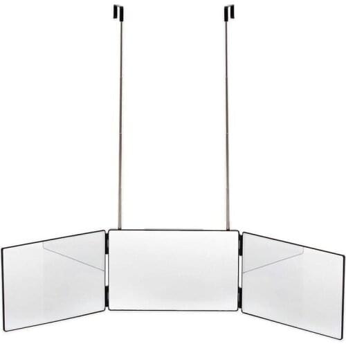 New Retractable Hanging Three-Side Folding Makeup Mirror Free Adjustable Height Pogonotomy Barber Mirror Three-Fold Mirror