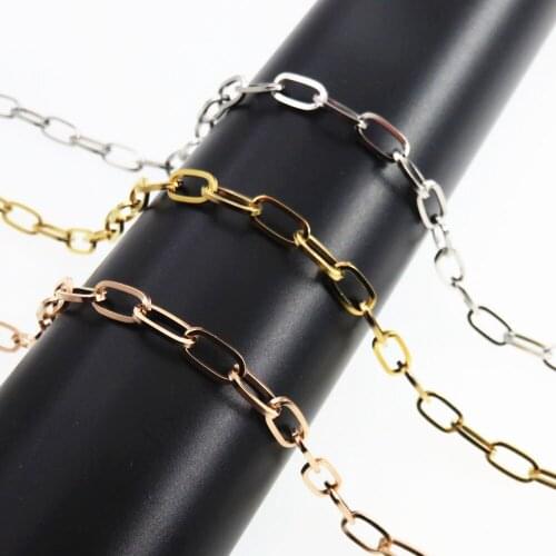 1.5mm*6mm*12mm 316L Stainless Steel Rectangular Link Chain Necklace For Men Fashion Jewelry Accessories