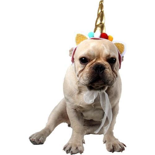 1pc Elastic Band Fluffy Cartoon Unicorn Halloween Christmas Cap Pet Cat Dog Puppy Pet Hat New Year Festival Party Decor