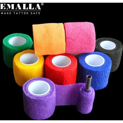 12PCS Tattoo Grip Cover Tattoo Bandage Disposable Adhesive Elastic Bandage Handle Grip Tattoo Machine Grip Tattoo Accessories