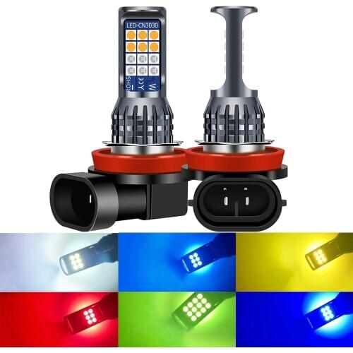 2pcs Two Colors Super Bright H11 H8 HB3 HB4 9006 9005 H16JP Fog Light Led Bulbs Yellow White Blue Red Green Lemon Purple 12V 24V