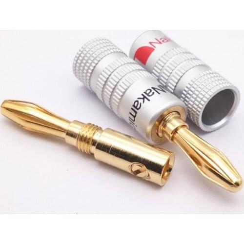 2pcs GD Amp Speaker 4mm Banana Plug Connectors Pure Copper Gold-plated Banana Plug Audio Speaker Line Plug