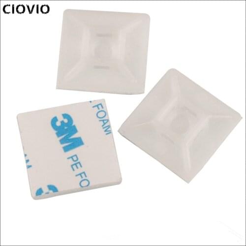 200PCS Cable Tie Bases Mount 3M Glue Wire Removable Self Adhesive Wall Holder Car Fixing Seat Clamps Suction Positioning Sucker