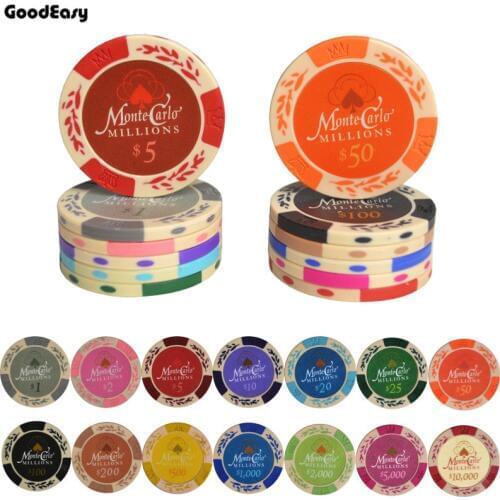 25Pcs/lot Monte Carlo Wheat Dollar Poker Chip Casino Coins Texas Poker Chips Sets Black Jack Poker Board Game Poker Club