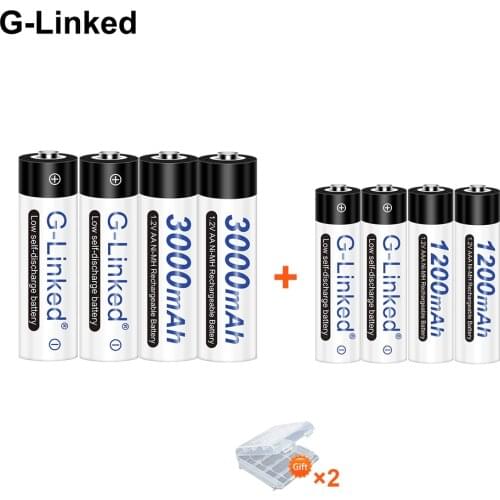 4PCS 3000mAh 1.2V AA Rechargeable Batteries+4PCS 1200mAh 1.2V AAA Battery NI-MH AA AAA Rechargeable Battery for Toy Car Gamepad