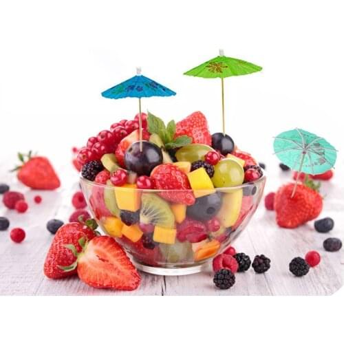 50/100pcs Cocktail Decoration Multicolor Umbrella-shaped Bamboo Stick Dessert Cake Fruit Fork Small Umbrella Toothpick 5z